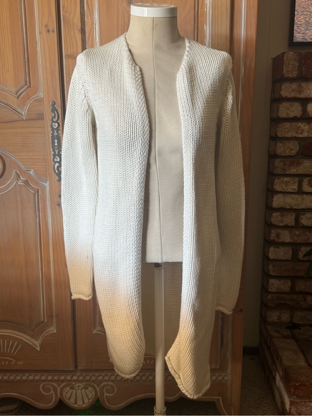 GAP Cream Open-Front Knit Cardigan